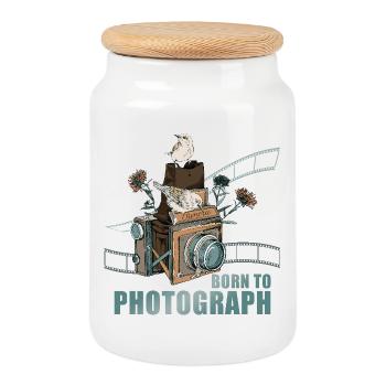 Born to Photograph - Keksdose mit Holzdeckel - Weiß - Vorne