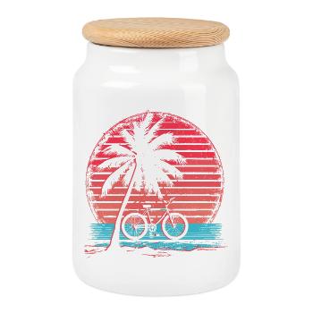 Fahrrad Synthwave - Keksdose mit Holzdeckel - Weiß - Vorne