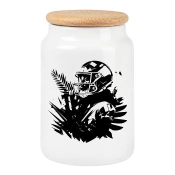 Football Woman - Cookie Jar with Wooden Lid - white - Front