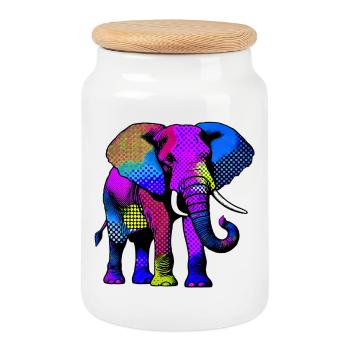 Elefant - Keksdose mit Holzdeckel - Weiß - Vorne