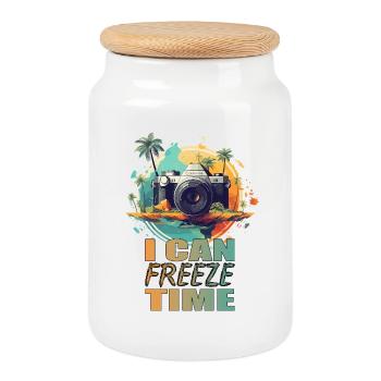 I can freeze time - Keksdose mit Holzdeckel - Weiß - Vorne