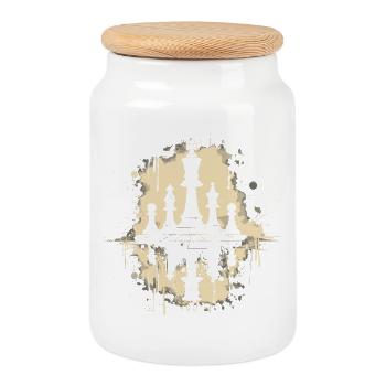 Chess Pieces Graffiti - Cookie Jar with Wooden Lid - white - Front