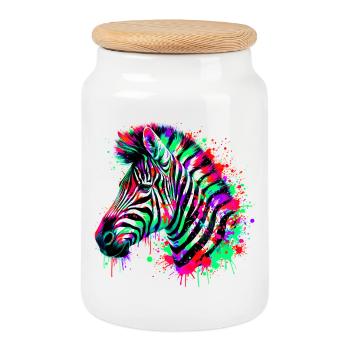 Zebra - Keksdose mit Holzdeckel - Weiß - Vorne