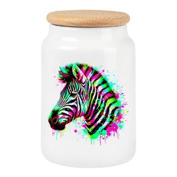 Zebra - Keksdose mit Holzdeckel - Weiß - Vorne