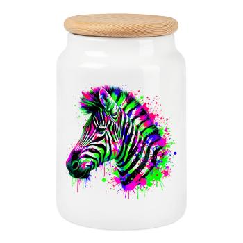 Zebra - Keksdose mit Holzdeckel - Weiß - Vorne