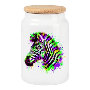 Zebra - Keksdose mit Holzdeckel - Weiß - Vorne