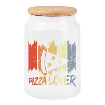 Amateur de pizza vintage - Boîte à biscuits avec couvercle en bois - blanc - Devant
