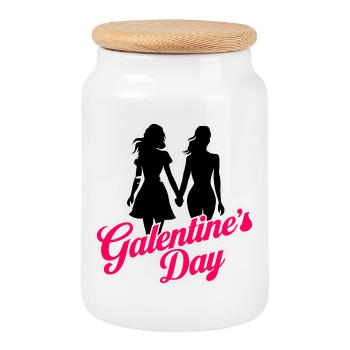 Galentine’s Day 2026 girls - Boîte à biscuits avec couvercle en bois - blanc - Devant