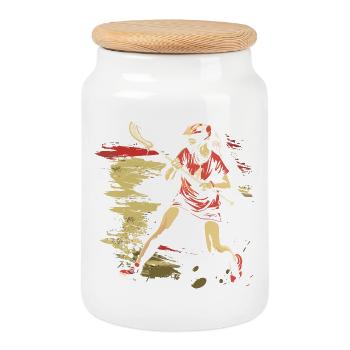 Oldschool Lacrosse Mädchen - Keksdose mit Holzdeckel - Weiß - Vorne