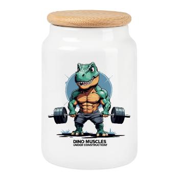 Muscles dino en développement - Boîte à biscuits avec couvercle en bois - blanc - Devant