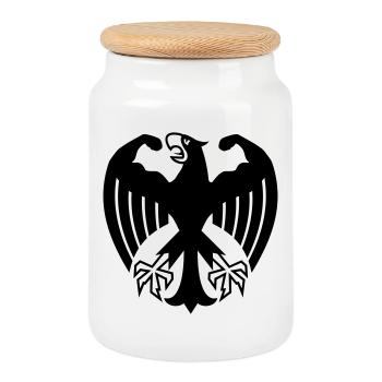Fitness Adler mit Muskeln - Keksdose mit Holzdeckel - Weiß - Vorne