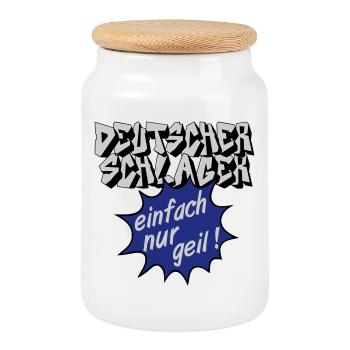 Schlager Party , Schlager Musik , einfach nur geil - Keksdose mit Holzdeckel - Weiß - Vorne