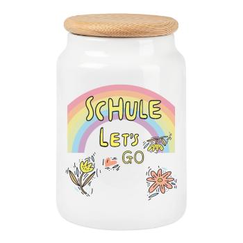 Schule Einschulung - Keksdose mit Holzdeckel - Weiß - Vorne
