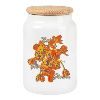 Pas votre déclaration florale - Boîte à biscuits avec couvercle en bois - blanc - Devant