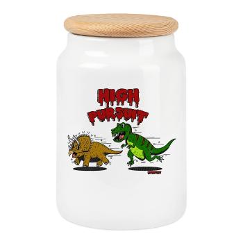Cartoon Dinos - Cookie Jar with Wooden Lid - white - Front