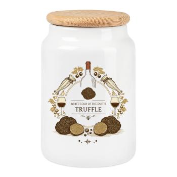 Italian Truffle Festival - Cookie Jar with Wooden Lid - white - Front