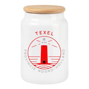 Texel Leuchtturm Koordinaten Shirt - Keksdose mit Holzdeckel - Weiß - Vorne
