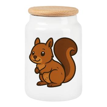 Écureuil de dessin animé mignon - Ami de la forêt assorti - Boîte à biscuits avec couvercle en bois - blanc - Devant