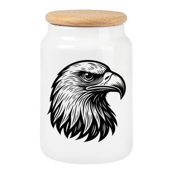 Aigle Tête d’aigle majestueuse - Boîte à biscuits avec couvercle en bois - blanc - Devant