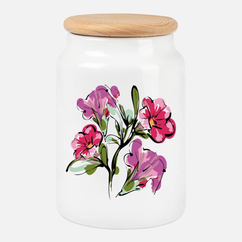 Blumenstrauß Flowers - Keksdose mit Holzdeckel - Weiß