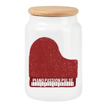 Piano Passion Pulse - Boîte à biscuits avec couvercle en bois - blanc - Devant