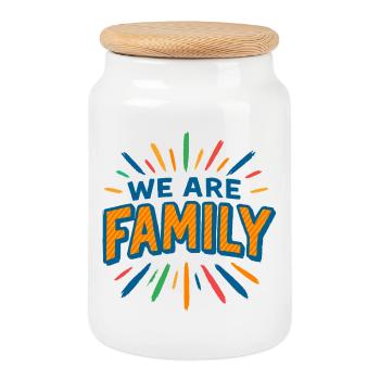 Nous sommes la famille 1 - Boîte à biscuits avec couvercle en bois - blanc - Devant