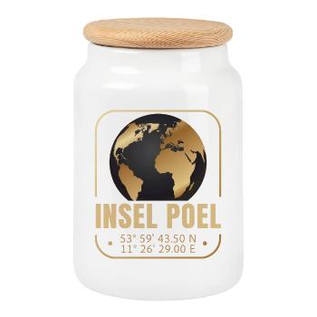 Insel Poel - Keksdose mit Holzdeckel - Weiß - Vorne