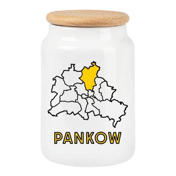 PANKOW, a district of Berlin - Cookie Jar with Wooden Lid - white - Front