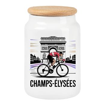 Sprint final aux Champs-Élysées - Cyclisme - Boîte à biscuits avec couvercle en bois - blanc - Devant