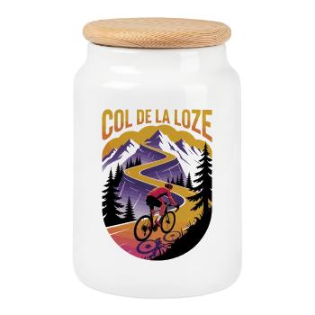 Col de la Loze – Cyclisme alpin intense - Boîte à biscuits avec couvercle en bois - blanc - Devant