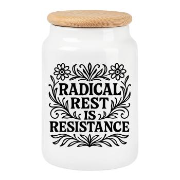 le repos radical est la résistance Spruch Urlaub - Boîte à biscuits avec couvercle en bois - blanc - Devant