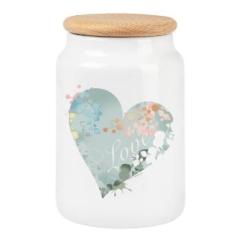 Soft heart motif in pastel shades with love - Cookie Jar with Wooden Lid - white - Front