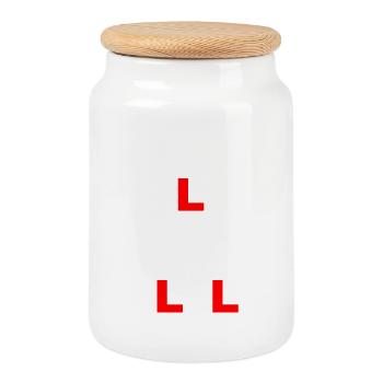 Une typographie minimaliste surprenante - Boîte à biscuits avec couvercle en bois - blanc - Devant
