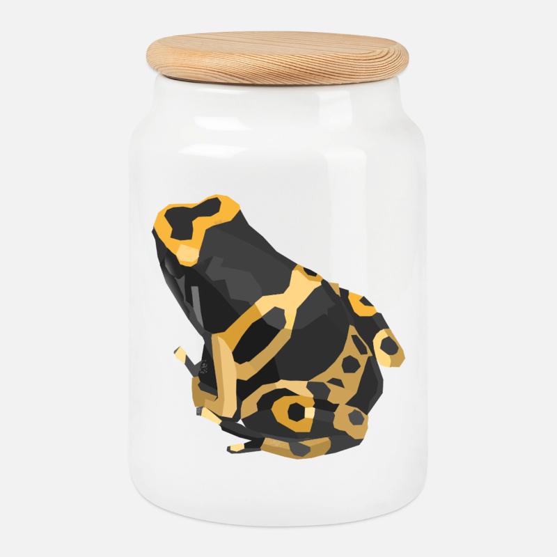 Hummelfrosch Geometrisches Design - Keksdose mit Holzdeckel - Weiß