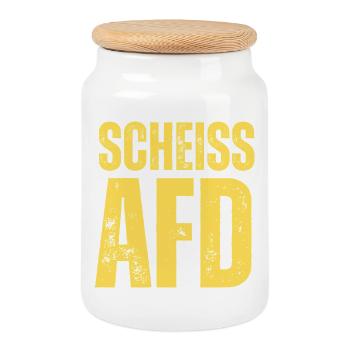 Scheiss AFD - Keksdose mit Holzdeckel - Weiß - Vorne