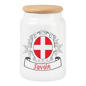 Savoie - Boîte à biscuits avec couvercle en bois - blanc - Devant