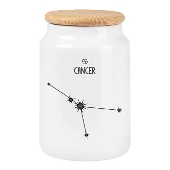 Signe du zodiaque Cancer Constellation d’étoiles Noir et gris - Boîte à biscuits avec couvercle en bois - blanc - Devant