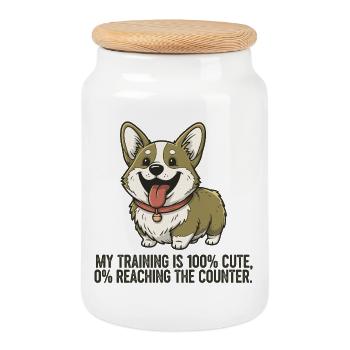 My workout is 100% sweet, 0% reach the counter - Cookie Jar with Wooden Lid - white - Front
