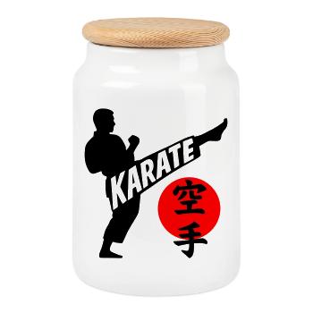 Karate - Cookie Jar with Wooden Lid - white - Front