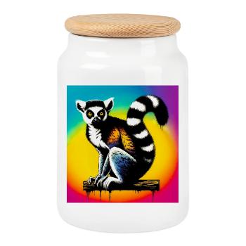 Lemur - Keksdose mit Holzdeckel - Weiß - Vorne