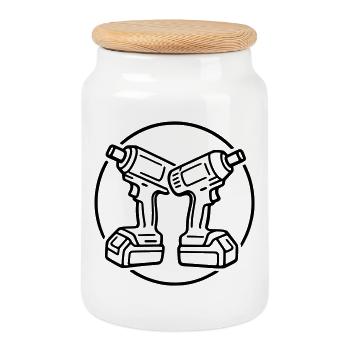 Nutrunners - Cookie Jar with Wooden Lid - white - Front