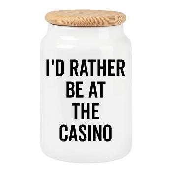 Je préfère être au casino - Boîte à biscuits avec couvercle en bois - blanc - Devant