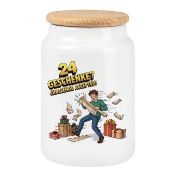24 gifts? Challenge Accepted ! - Cookie Jar with Wooden Lid - white - Front