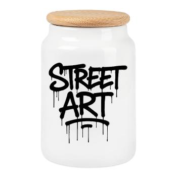 Graffiti tag street art - Cookie Jar with Wooden Lid - white - Front