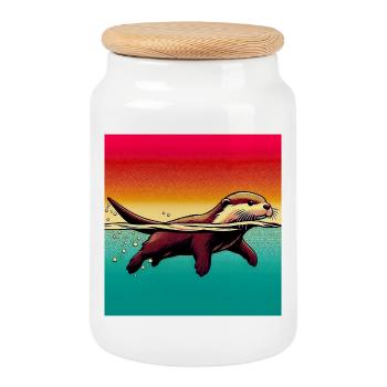 Otter - Keksdose mit Holzdeckel - Weiß - Vorne