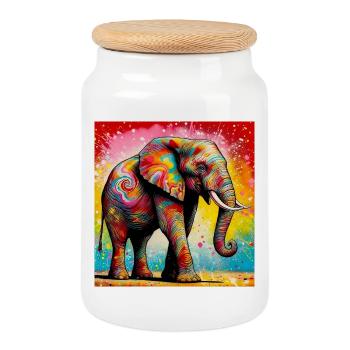 Elefant - Keksdose mit Holzdeckel - Weiß - Vorne