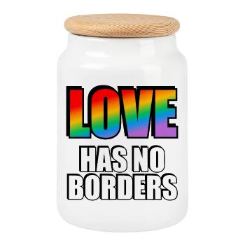 Rainbow Love n’a pas de frontières Gay Pride Merch - Boîte à biscuits avec couvercle en bois - blanc - Devant