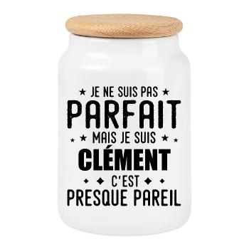 Clément: authentisch, unvollkommen, oben, Perfektion - Keksdose mit Holzdeckel - Weiß - Vorne