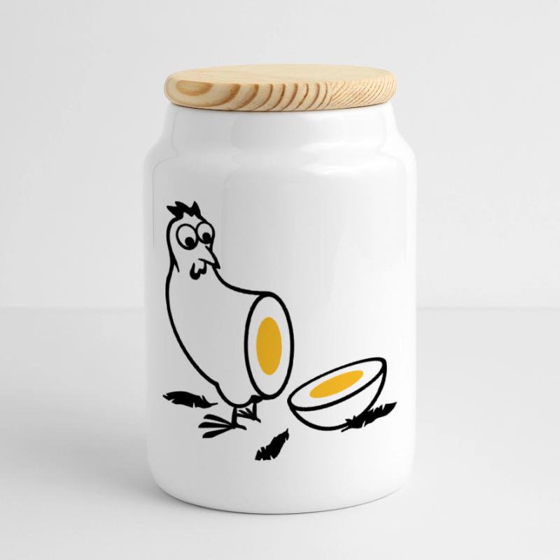 Huhn oder Ei Keksdose mit Holzdeckel
