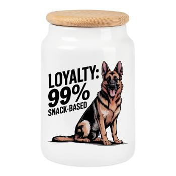 German Shepherd Dog Art - Cookie Jar with Wooden Lid - white - Front